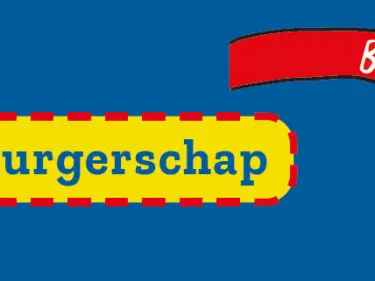 Een spandoek met de woorden bestemming burgerschap. School en Veiligheid