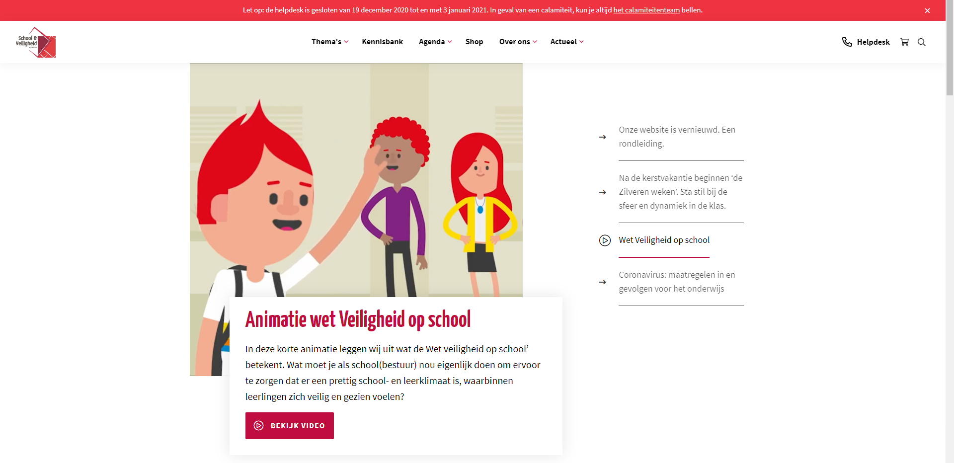 Een vernieuwde website met een afbeelding van een man en een vrouw. School en Veiligheid